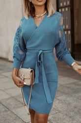 Solid V Neck A Line Dresses